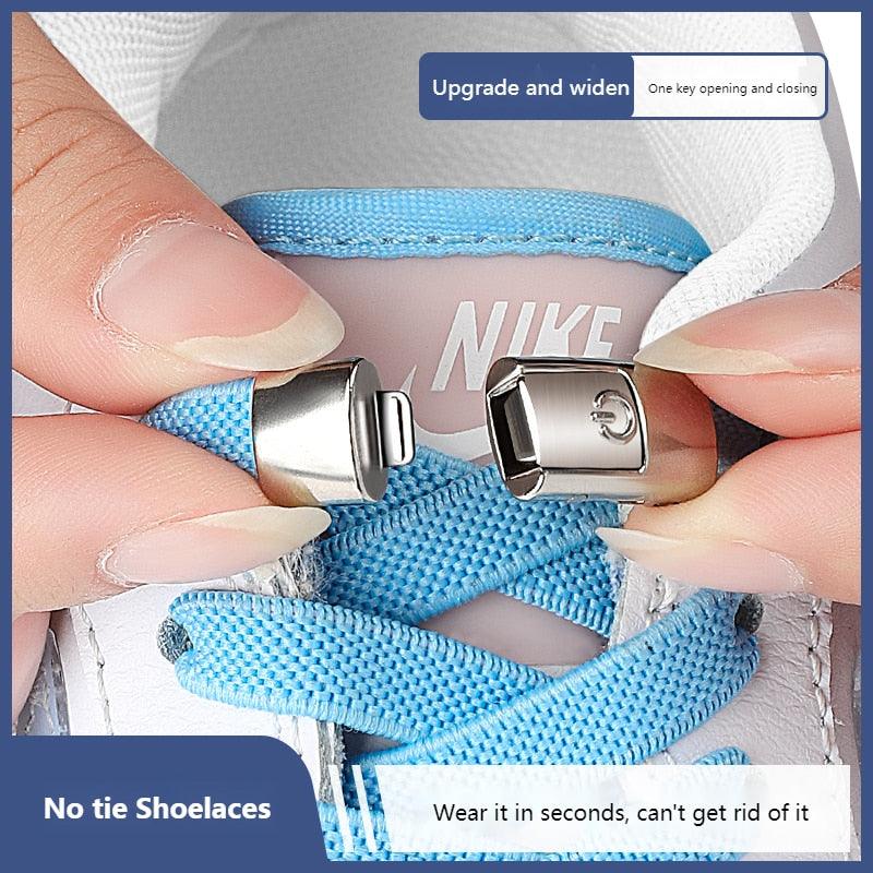 Balerz 1 Pair Elastic Lace & Buckle Sporty Locking Press Lock Shoelaces without Ties
