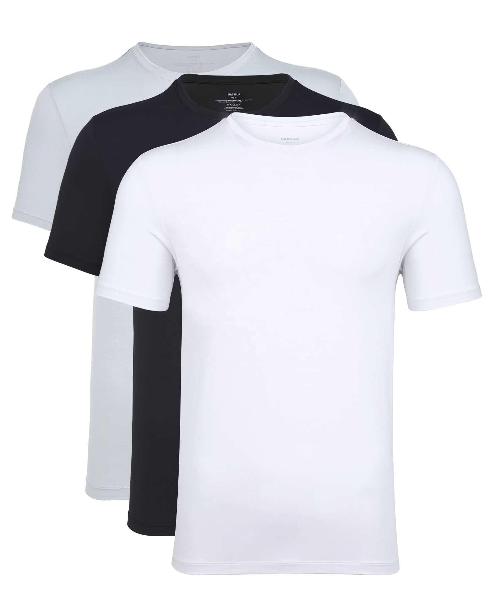Balerz 3 Pack Soft Breathable Comfy Crew Neck Tees Men's Bamboo Undershirts