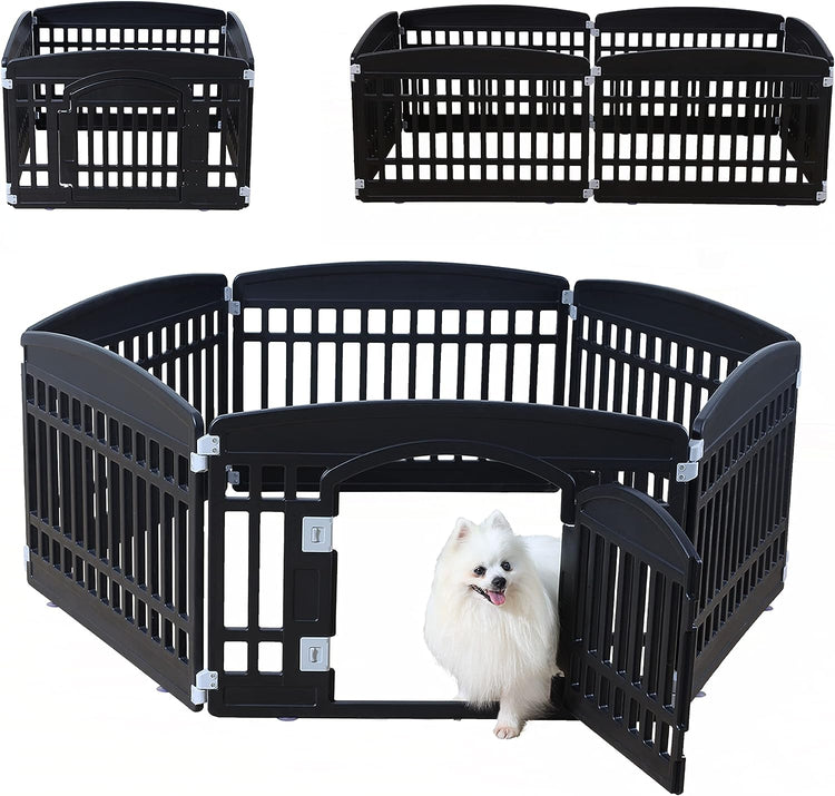 Balerz Gupamiga Pet Playpen with Mesh Fabric Top Cover Foldable Gate Panels for Puppies