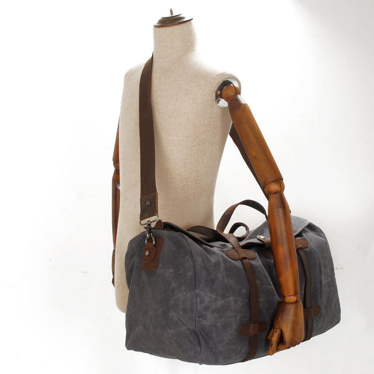Balerz MUCHUAN Vintage Pure Cotton Canvas Leather Travel Duffle Bags