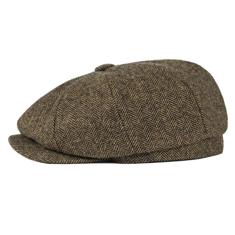 Balerz BOTVELA Wool Tweed Newsboy Cap Herringbone Men Women British Gatsby Retro Hat Driver Flat Cap for Male Vintage Herringbone Beret