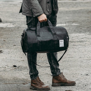 Balerz Leather Duffle Bags Men Training Fitness Yoga Travel Luggage Shoulder Bag