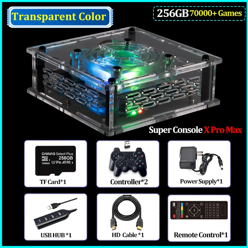 Balerz HEYNOW Retro Game Box Super Console X Pro Max with 70000+ Games 50+ Emulators Dual System 4K HD TV Box For PS1/PSP/N64 WiFi/LAN