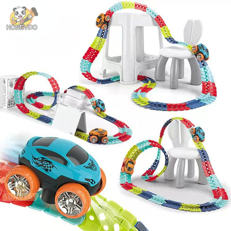 Balerz DIY Rechargeable Kids Toy Trains Sets Toy Cars Railway Racing Track Play Set
