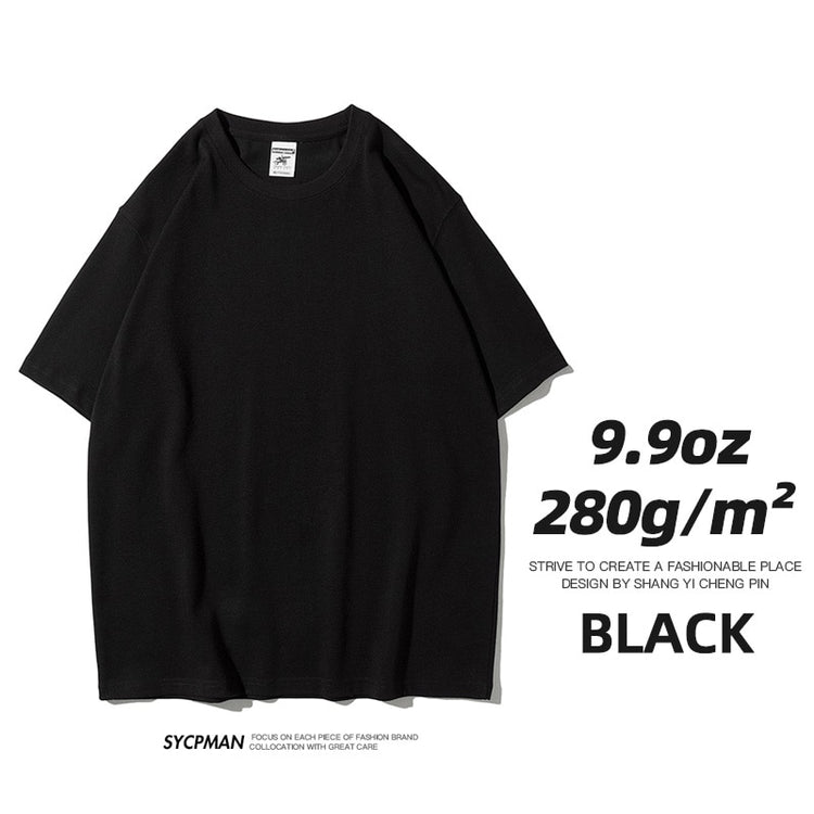 Balerz 9.9oz 280gsm High Qualtity Oversized Heavy T-shirt for Men Short Sleeve Tee Cotton Solid Color Trend Leisure Green White Black