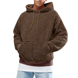 Balerz Mens Fuzzy Sherpa Pullover Hoodie Sweatshirts Long Sleeve Outwear