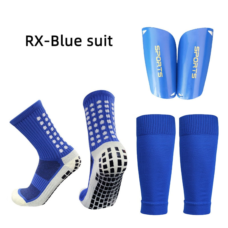 Balerz Grip Football Socks  Anti-Slip Sports Soccer Sock Shin Guard Set