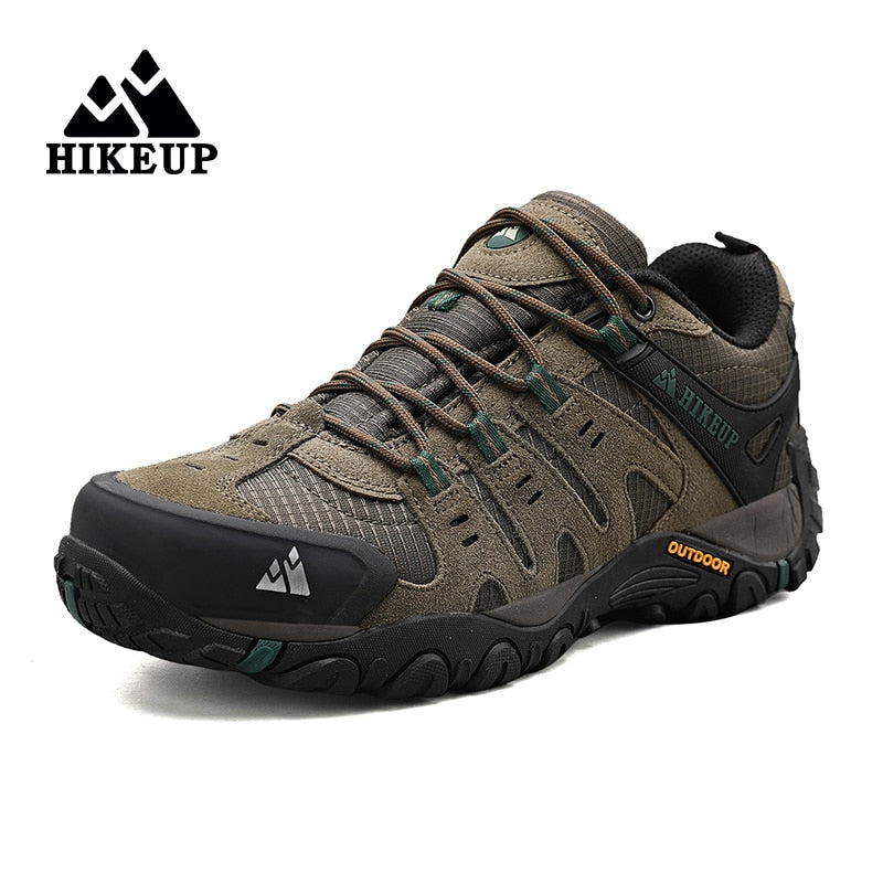 Balerz HIKEUP Men&#39;s Hiking Shoes Suede Leather Outdoor Shoes Wear-resistant Men Trekking Walking Hunting Tactical Sneakers