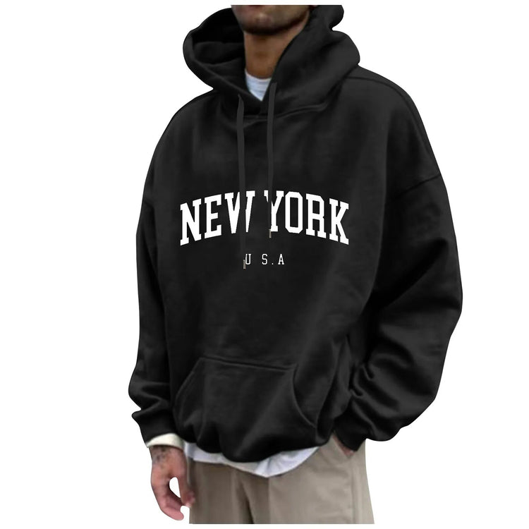 Balerz New York City Hoodie Men Casual Oversize Pullover Sweatshirt