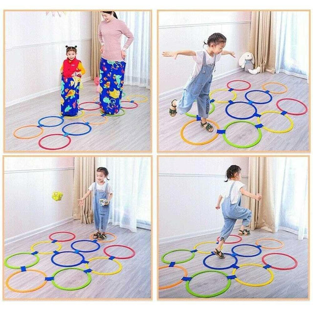 Balerz Children Brain Games Hopscotch Jump Circle Rings Set 28/38cm Kids Sensory Indoor Outdoor for Sports Entertainment Toy