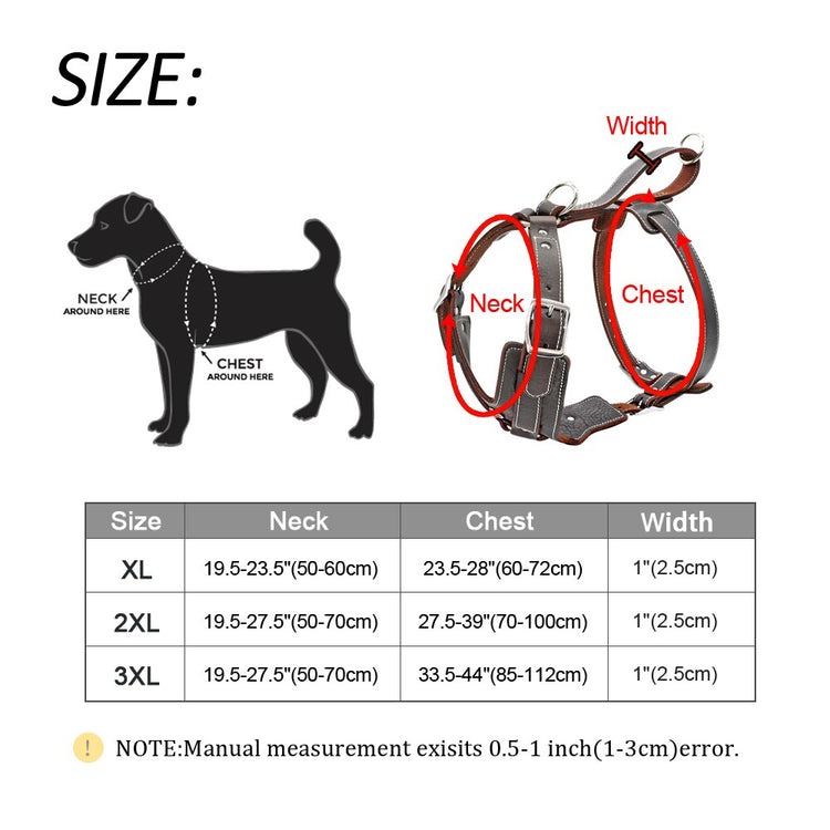 Balerz Dog Leather Large Dog Harness Heavy Duty Vest Thick Soft for Big Medium Breed Dogs