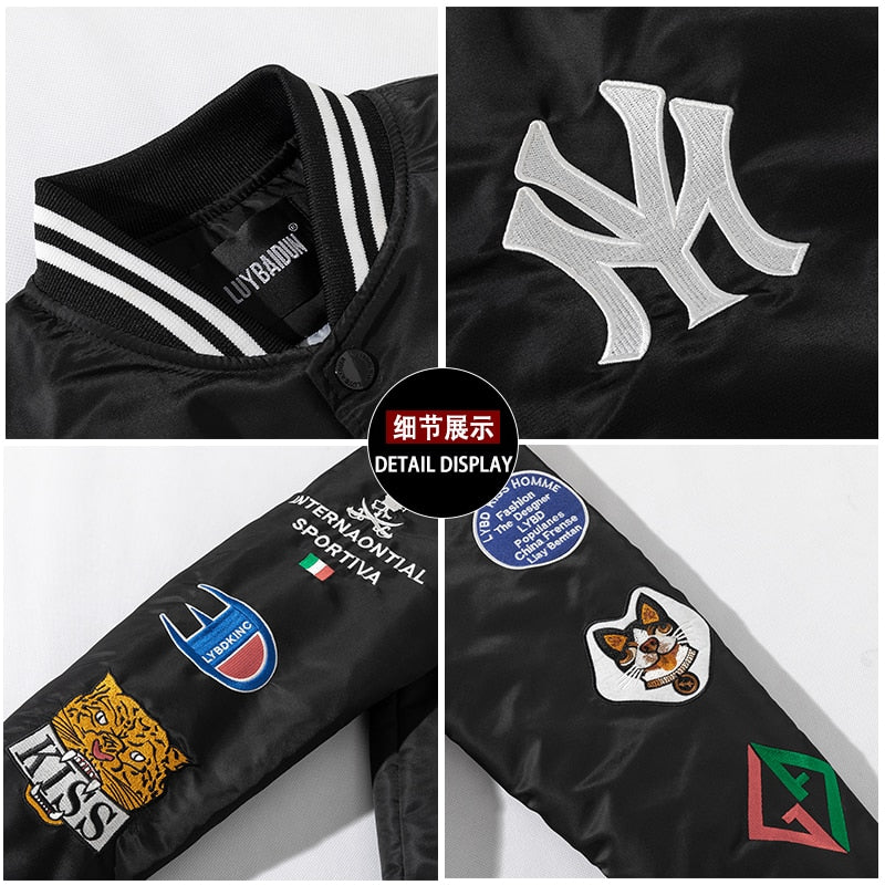 Balerz Autumn &amp; Winter Bomber Jacket Men Embroidery Streetwear Slim Fit Baseball Collar Jackets Coats Casual Outwear Windbreaker Korean