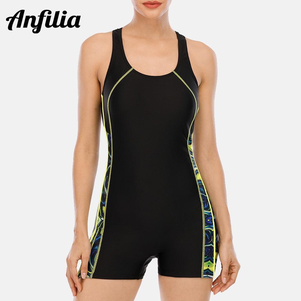 Balerz Anfilia One Piece Women Pro Sports Swimwear Boyleg Sport Swimsuit