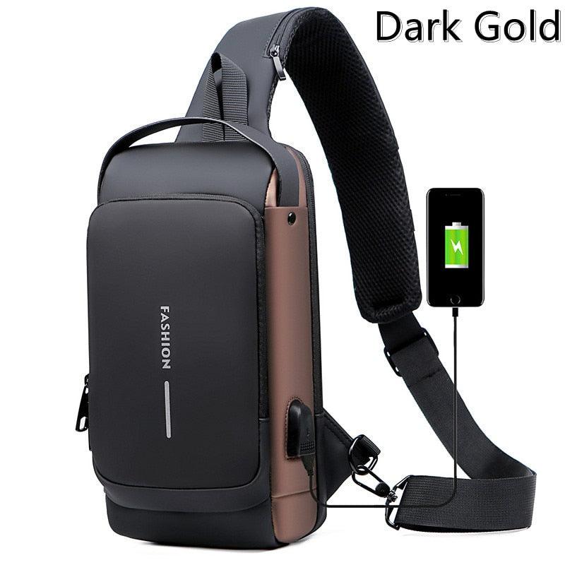 Balerz Anti theft Crossbody Sling Shoulder Bag Backpack Lightweight Chest Daypack with Usb Charging Port Fit for 9.7'' ipad