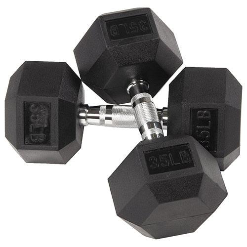 Balerz BalanceFrom Rubber Encased Hex Dumbbells Black Dumbbells Weights Lifting Gym Equipment