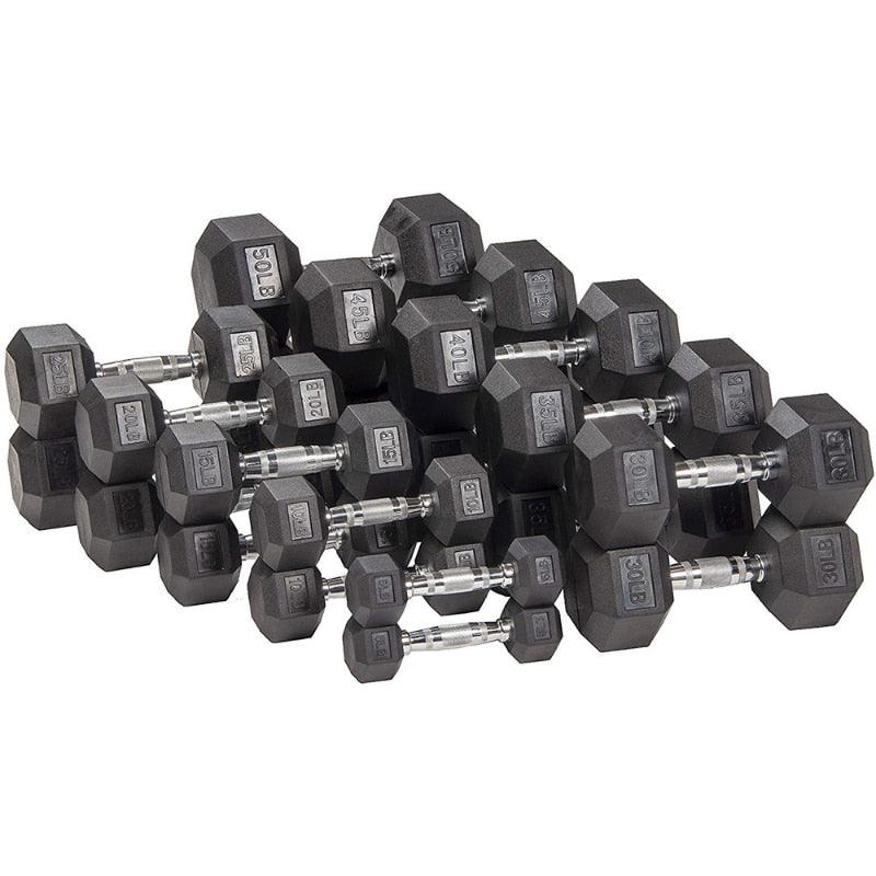 Balerz BalanceFrom Rubber Encased Hex Dumbbells Black Dumbbells Weights Lifting Gym Equipment
