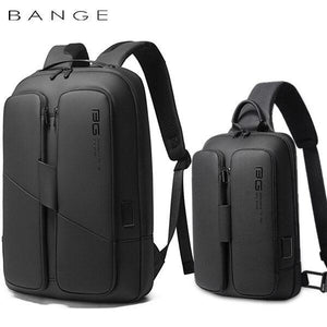 Balerz BANGE Waterproof Anti-Theft Unisex Travel Laptop Backpack with USB Charging (Black)