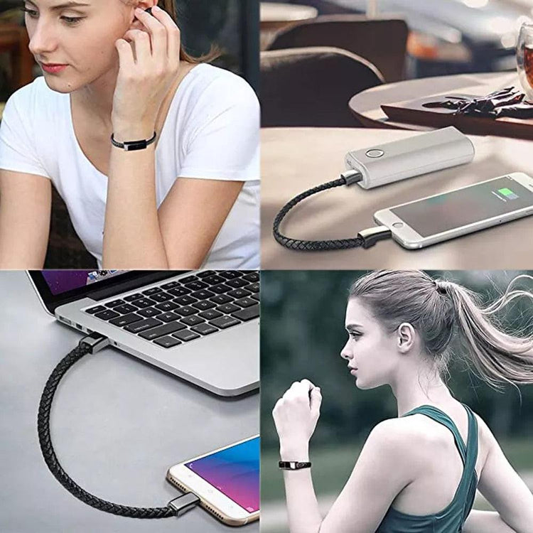 Balerz Bracelet USB Charging Cable Portable Braided Leather Wrist Data Charger Cord