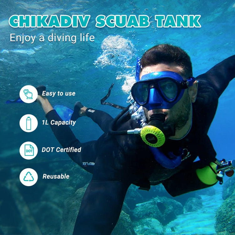Balerz Chikadiv Reusable Scuba Diving Tank Swimming Goggles Cylinder Air Tank Underwater Mini Scuba Oxygen Tank  Diving Gear