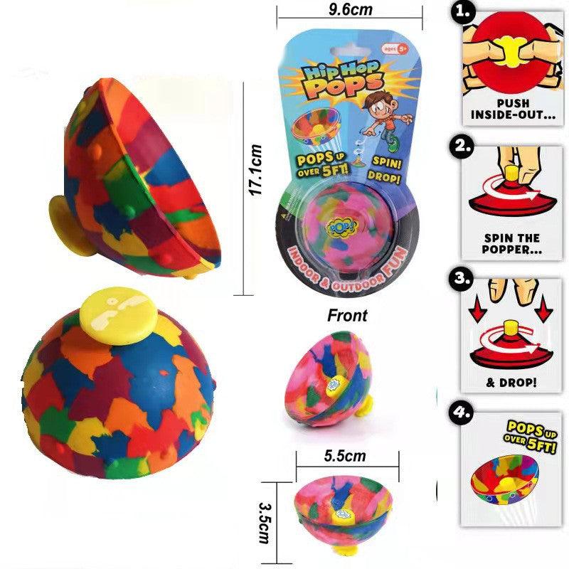 Balerz Children Toys Camouflage Bounce Rubber Popping Bowls Novelty Elastic Hip Hop Jumps Fidget Toys Outdoor Funny Sports Gifts For Kids