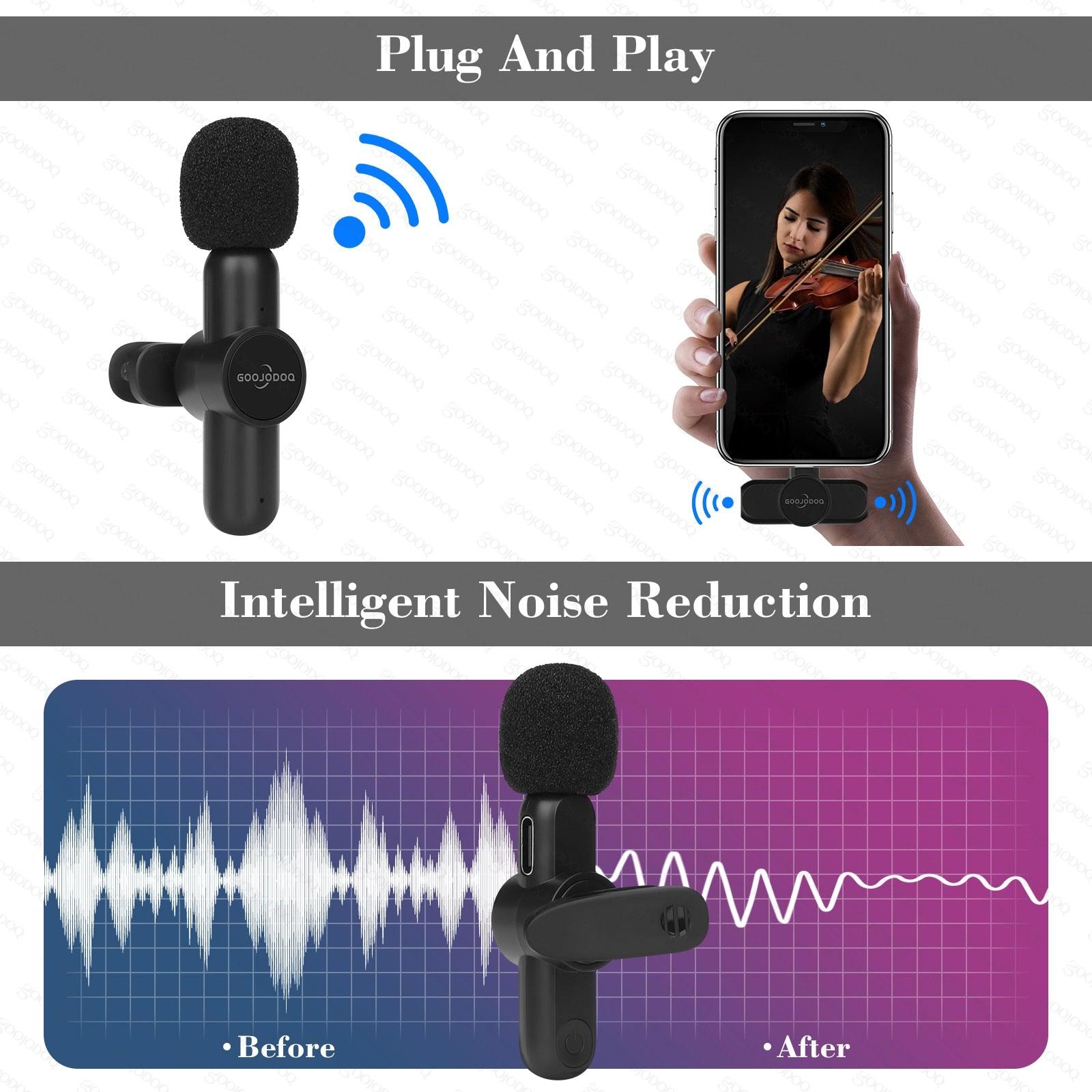 Balerz Dual Wireless Microphone for iPhone iPad Professional Wireless Lavalier Microphone for Video Recording Android Live Broadcast Gaming Phone Microphone