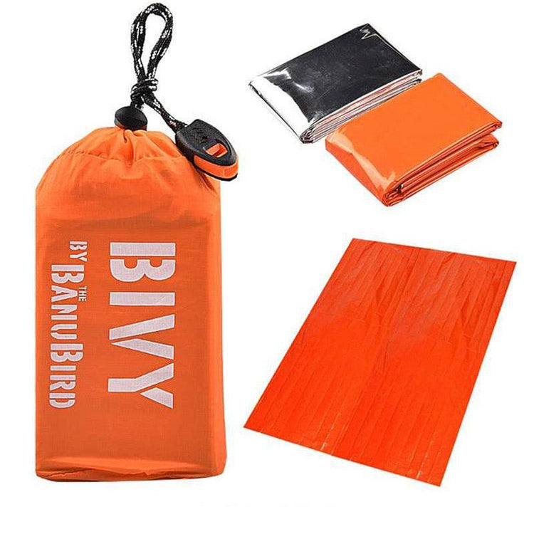 Balerz Emergency 2 Person Sos Survival Tube Camping Tent and Sleep Bag with Whistle Emergency Shelter Waterproof Thermal Blanket