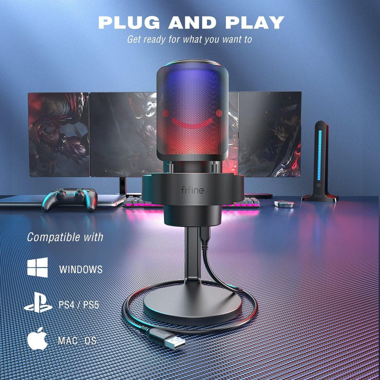 Balerz FIFINE Video PC Gaming Microphone  Recording  Condenser Streaming  Usb Microphone