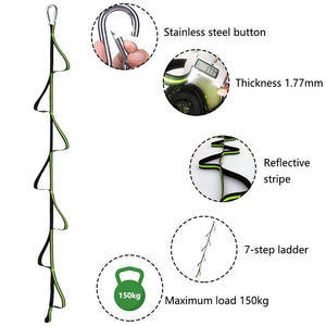 Balerz Foldable 7-step Outdoor Rope Ladder Rescue Survival Climbing Aider with Hook