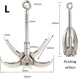 Balerz Foldable Survival Grappling Hook 3/4 Claws Climbing Claw Stainless Steel Outdoor Climbing Rescue Grappling Hook Wall Equipment