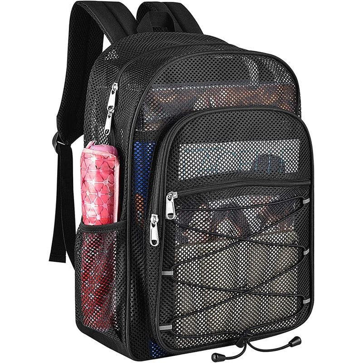 Balerz Heavy Duty Mesh Backpack See Through College Student Backpack Semi Transparent