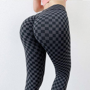 Balerz High Waisted Seamless Knitted Checkered Workout Leggings