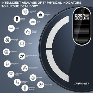 Balerz INSMART Body Digital Weight Scale Solar Energy Charging Smart Balance Bio impedance Scale