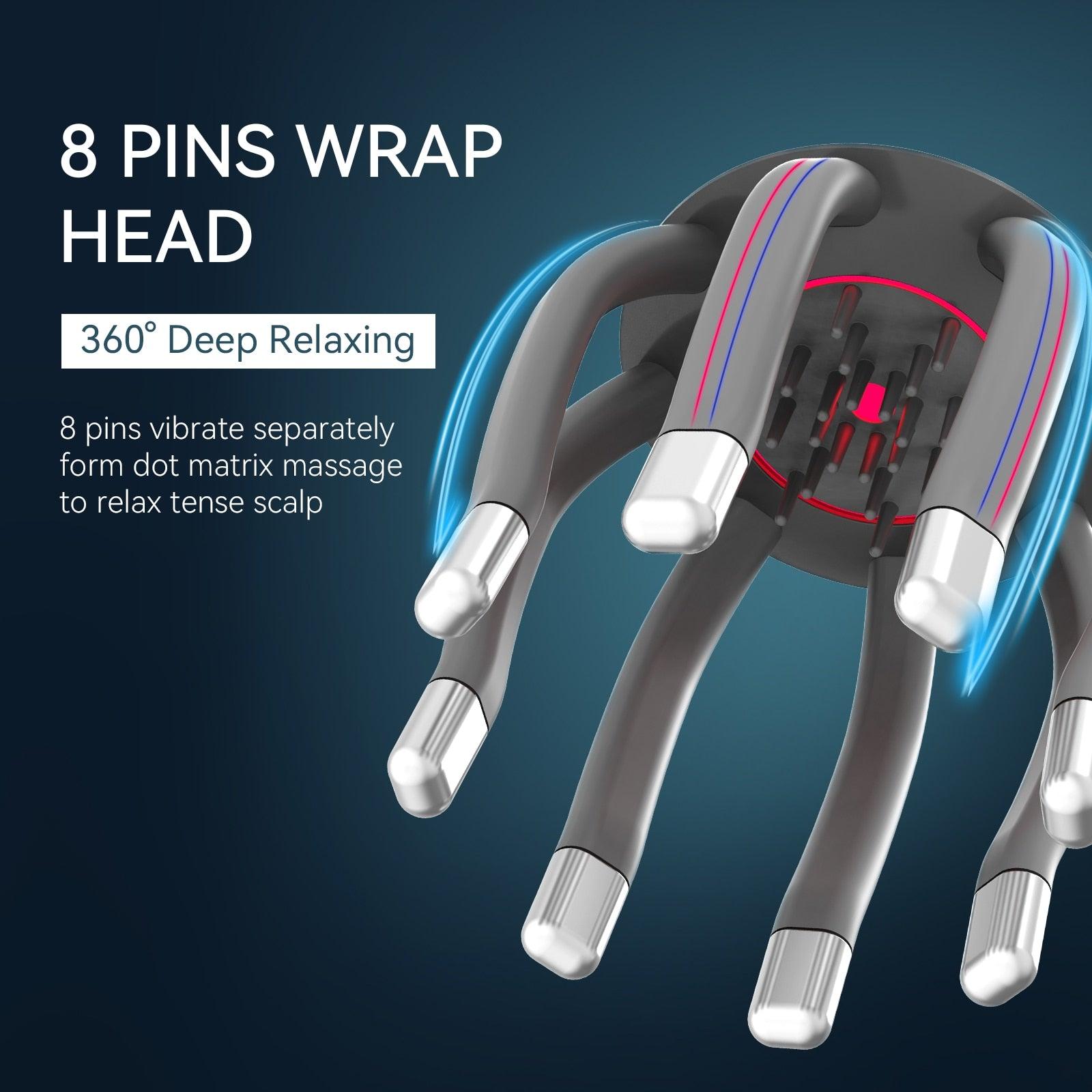 Balerz Kensen Electric Head Massager Helmet Scalp with 8 Massage Contacts 6 Modes Wireless Rechargable For Relax & Sleep