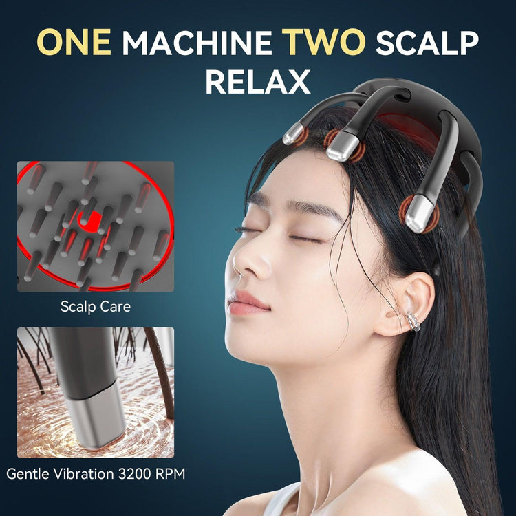 Balerz Kensen Electric Head Massager Helmet Scalp with 8 Massage Contacts 6 Modes Wireless Rechargable For Relax & Sleep