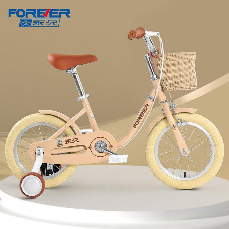 Balerz Kids Balance Bikes Retro Vintage Style Bicycles with basket Training Wheels and Bell