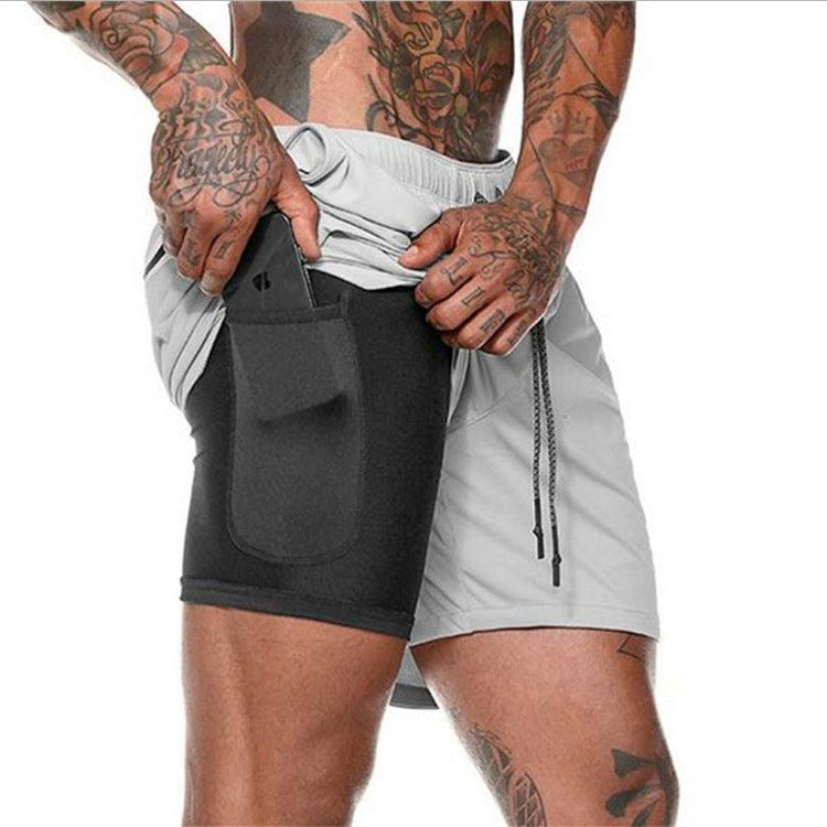 Balerz Men 2-in-1 Workout Running Shorts Sport Hip Fitness Lightweight Gym Yoga Training Sport Wear