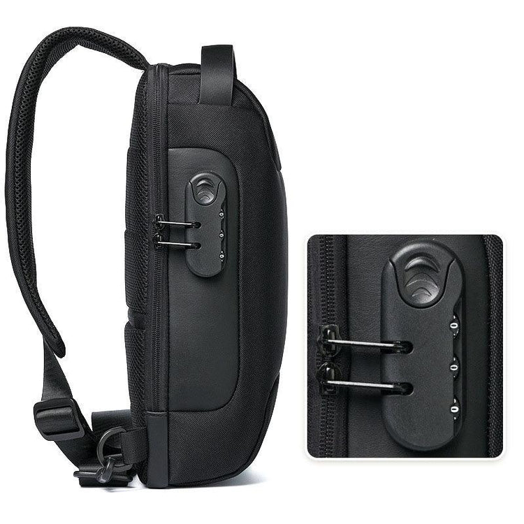Balerz Men's Anti Theft Crossbody Bag With Password Lock & Usb Charging System