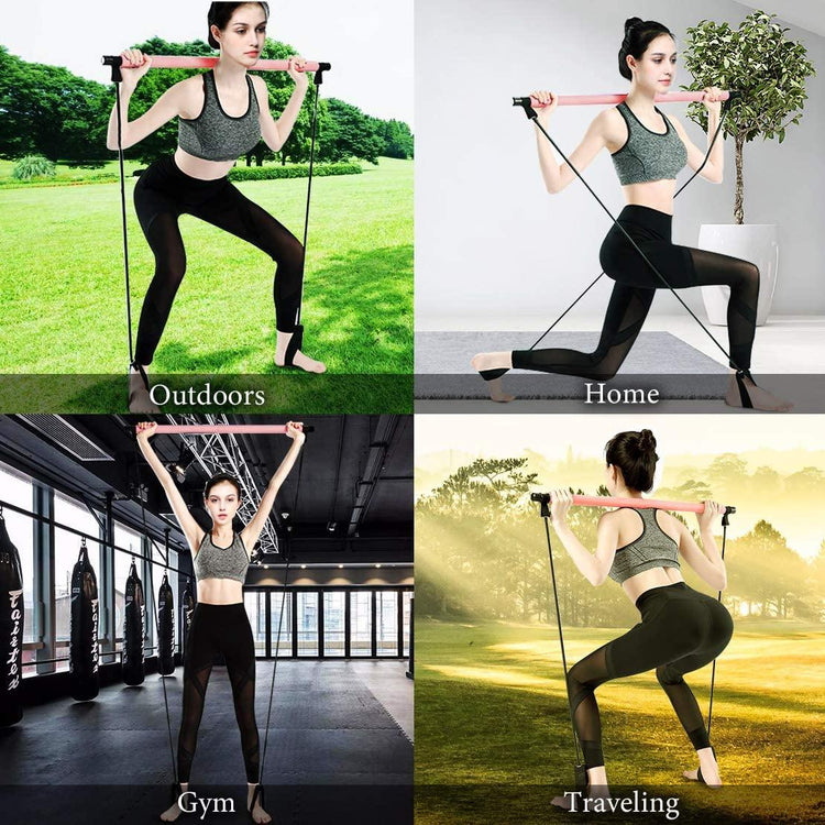 Balerz Multifunction Pilates Bar with Resistance Band Portable Stick Equipment Exercise