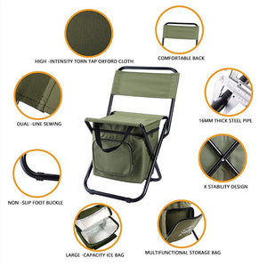 Balerz Outdoor Foldable Sport Hiking Picnic Camping Stool Bag Foldable Fishing Chair with Backrest