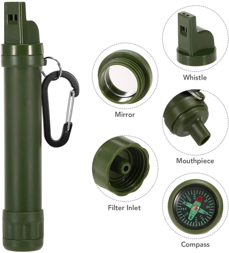 Balerz Portable Water Filter Straw Filtration Purifier Camping Hiking Survival Gear 0.01 Micron Activated Carbon Water Filter Straw