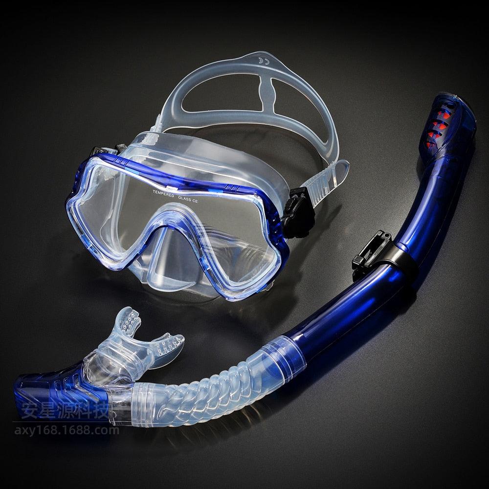 Balerz Professional Scuba Diving Masks Snorkeling Set Adult Silicone Skirt Anti-Fog Goggles Glasses Swimming Pool Equipment