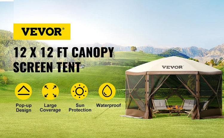 Balerz VEVOR Pop-up Camping Gazebo Camping Canopy Shelter Screen Tent 6 Sided