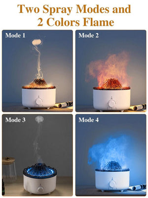 Balerz Volcano Flame Ultrasonic Air Humidifier Essential Oil Aroma Diffuser for Home Room Fragrance Jellyfish Mist Smoking Steamers