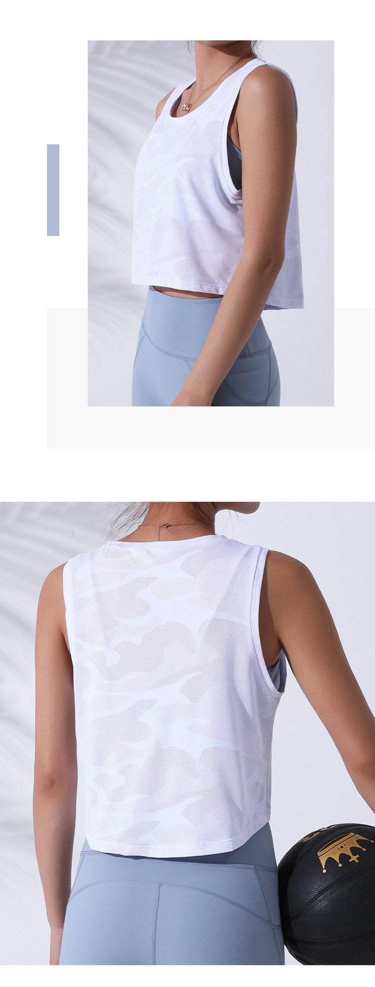 Balerz Women Camouflage Running Vest Fitness Crop Top Sleeveless Yoga Shirts