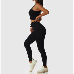 Balerz Women's Seamless Booty Lift High Waisted Leggings Yoga Gym Sport Wear & Breathable Workout Crop Top Sets