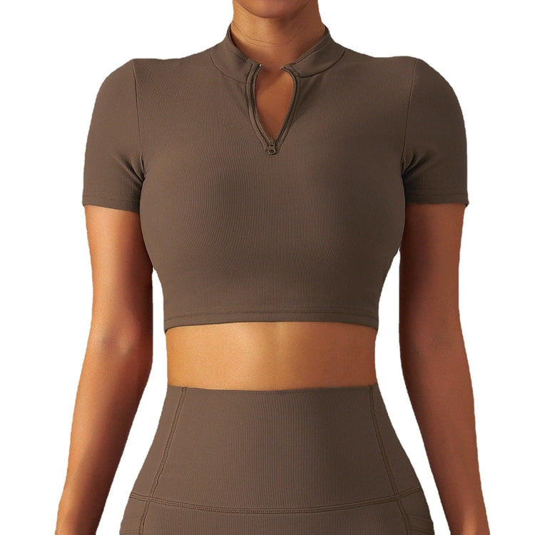 Balerz Women's Yoga Crop Top Short Sleeve Sports T-shirt