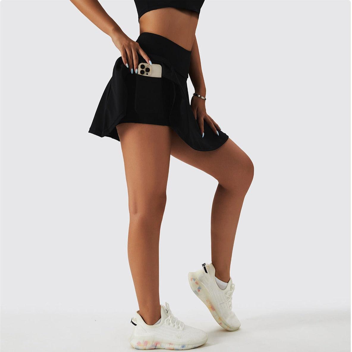 Balerz Women Tennis Sports Skirt and Crop Top Tennis Athletes Golf T-Shirt Fitness Set