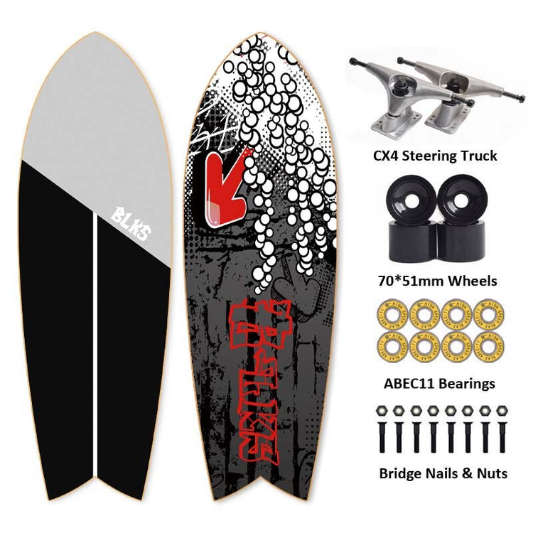 Balerz 75*24cm 007 Land Surfing Skateboard Cruise CX4 Truck Street Fish Board Beginner Skate Men Simulation Surfing Training Skateboard