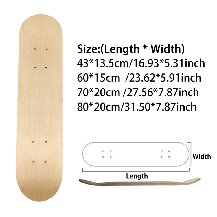 Balerz 8/7 Layers Maple Blank Skateboard Deck Double Rocker 31Inch Longboard Skateboards Natural Maple Wood Skate Board High Elasticity