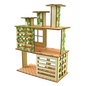 Balerz Hamster Wooden Villa House Climbing Toy Hideout Nesting Habitat for Chinchillas Guinea Pigs Small Animals 5 Styles